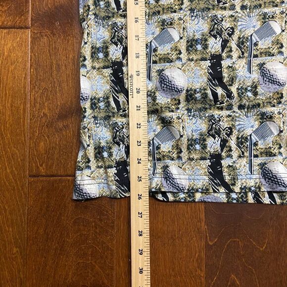 Natural Issue Vintage 90s AOP Golf Navy Tan Polo Shirt Mens Size Medium - Picture 8 of 8